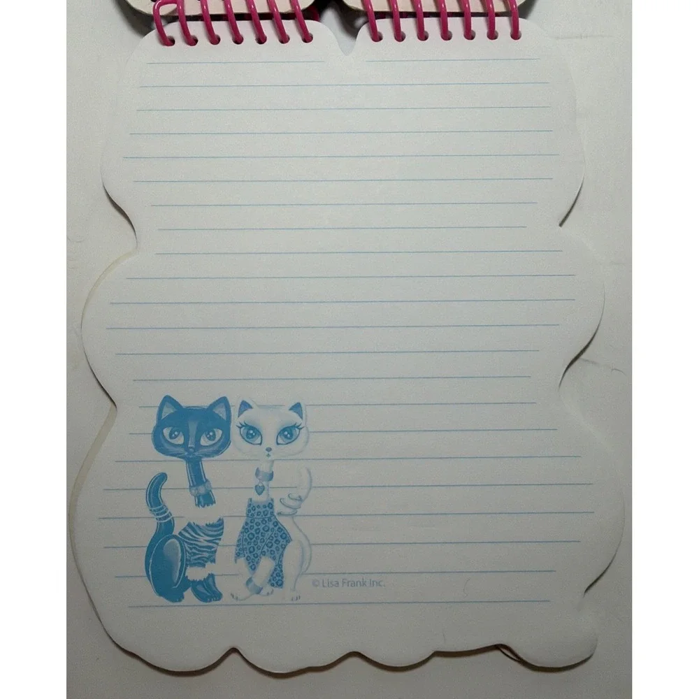 Vintage Lisa Frank Roxie & Rollie Siamese Cats Mini Spiral Notepad Die Cut 90s